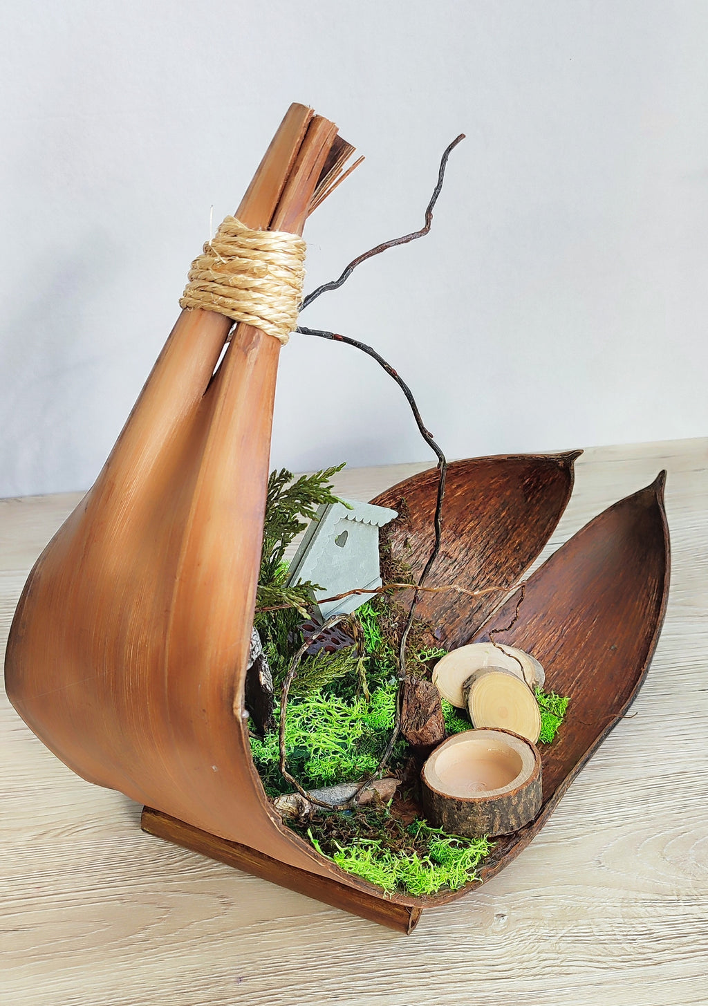 Decoración de hoja de coco natural "Essence"