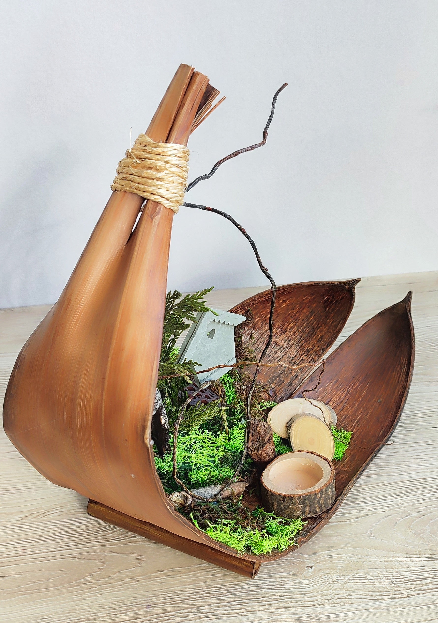 Decoración de hoja de coco natural "Essence"