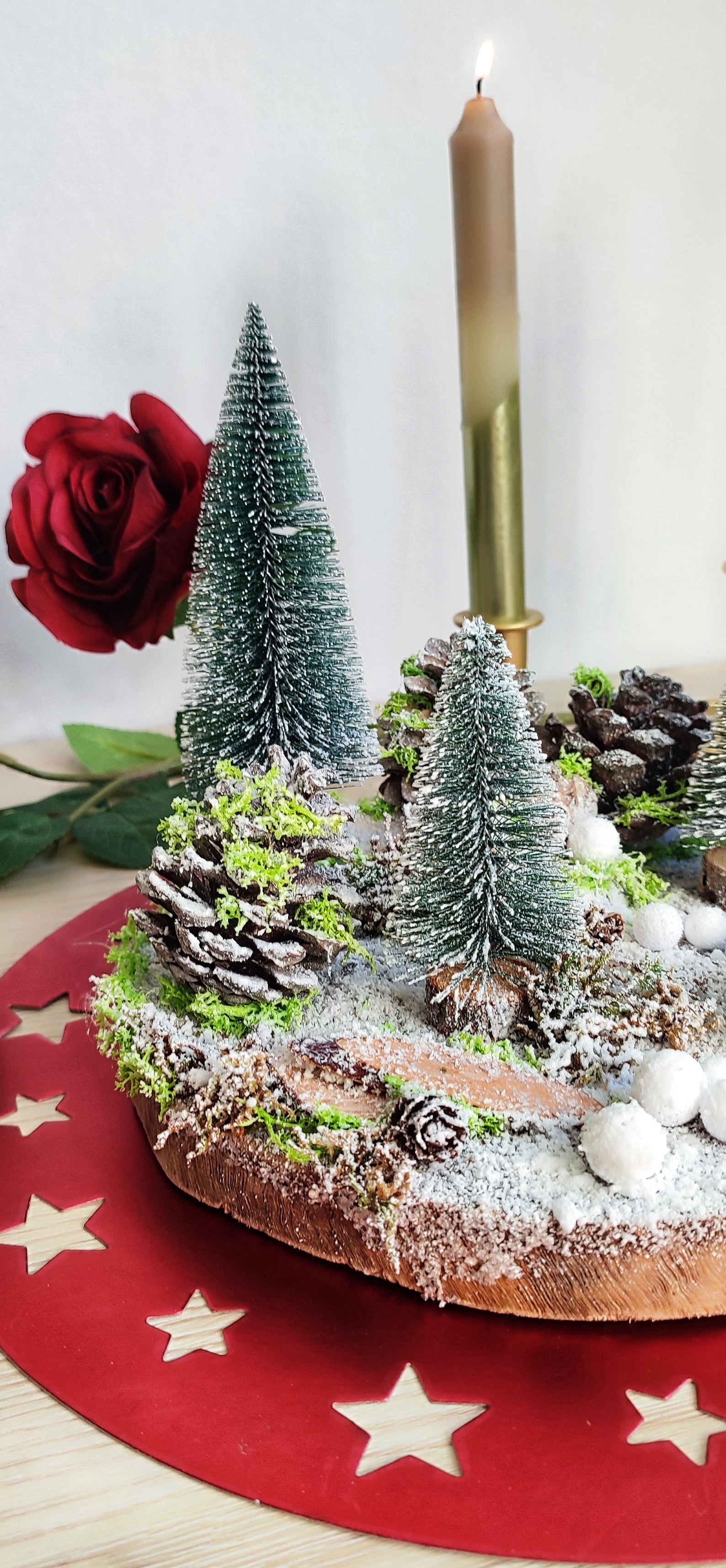 Scène de Noël miniature sur bois "Rêves"