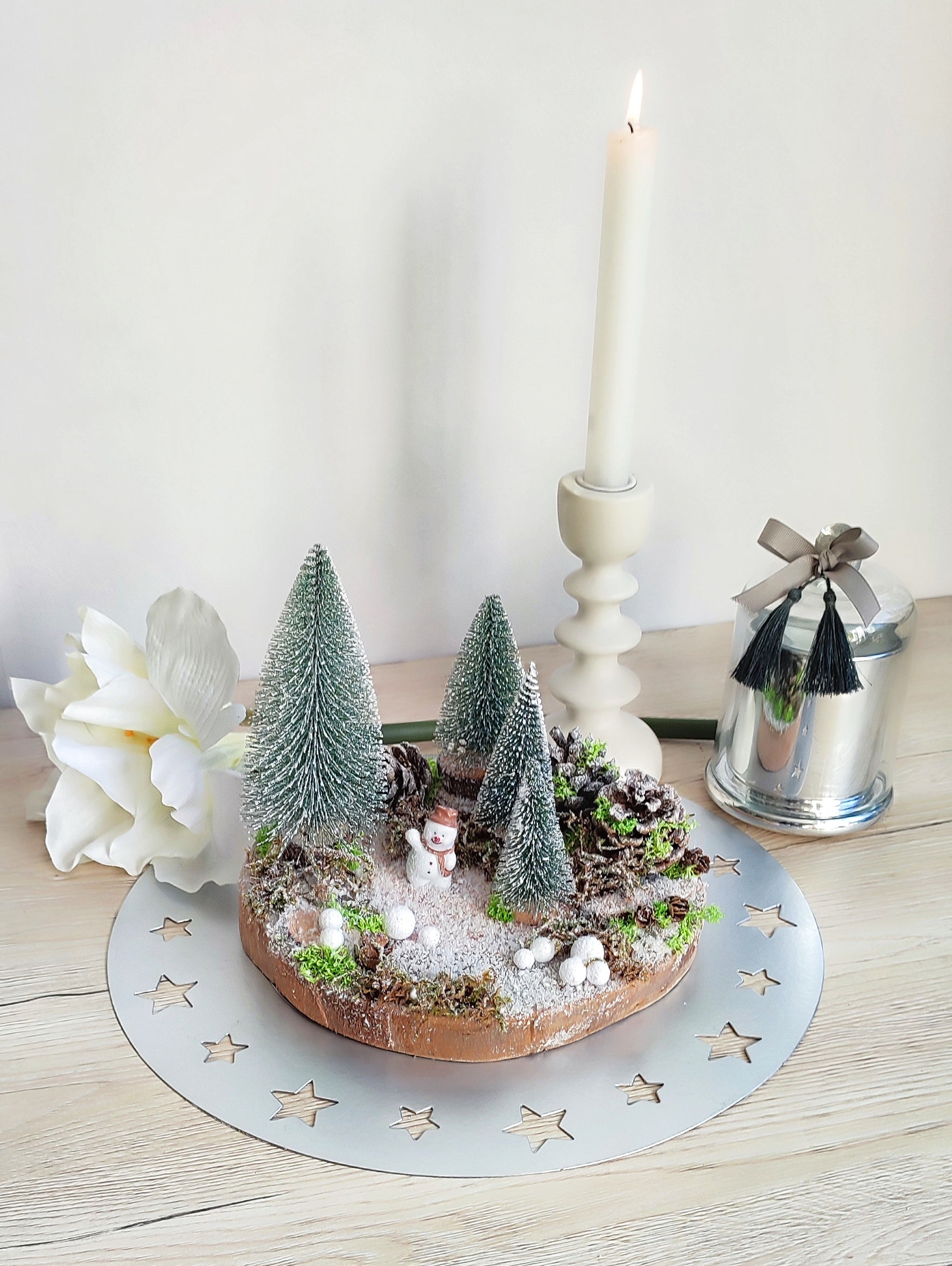 Scène de Noël miniature sur bois "Light"