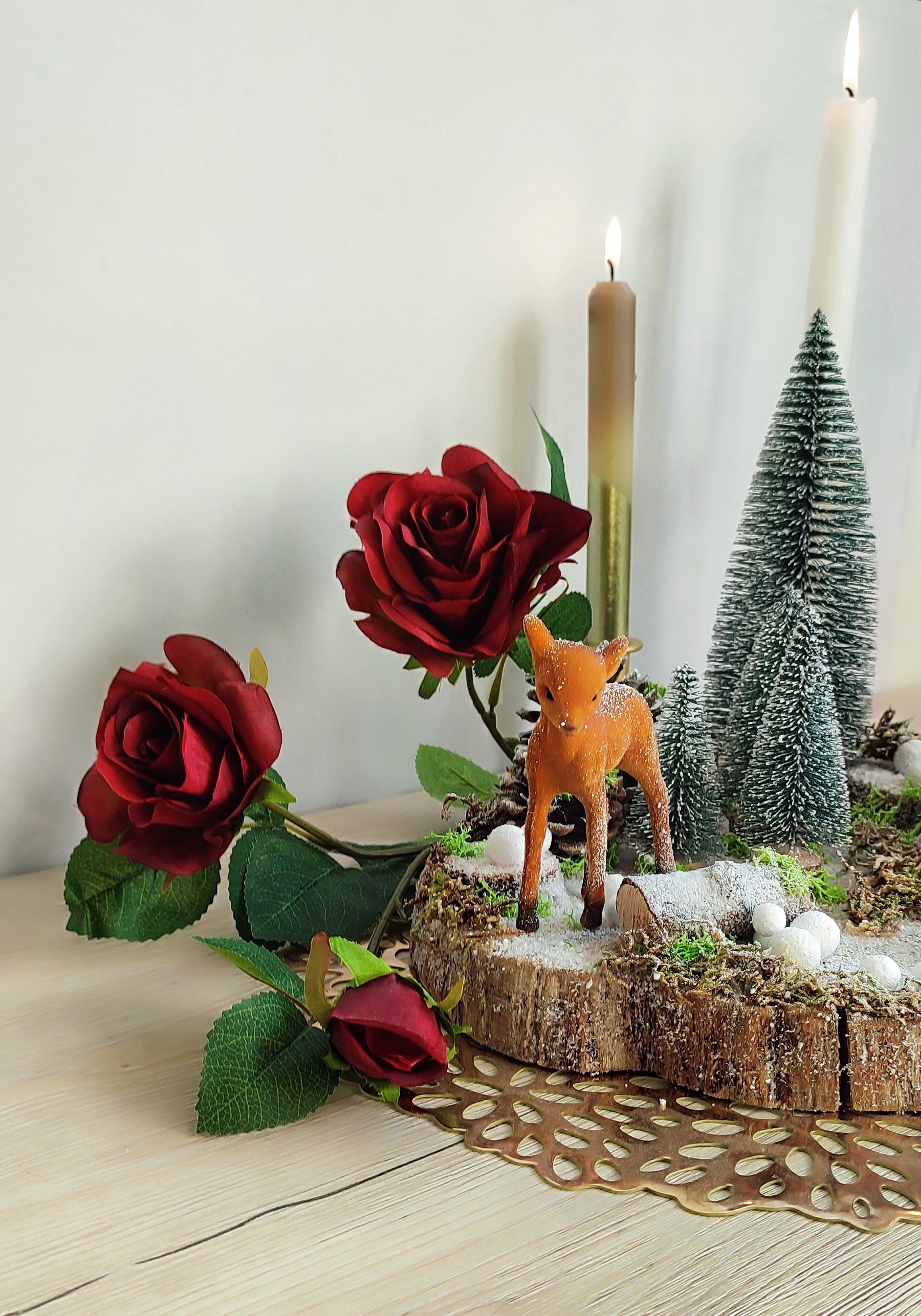 Scène de Noël miniature sur bois "Snow"