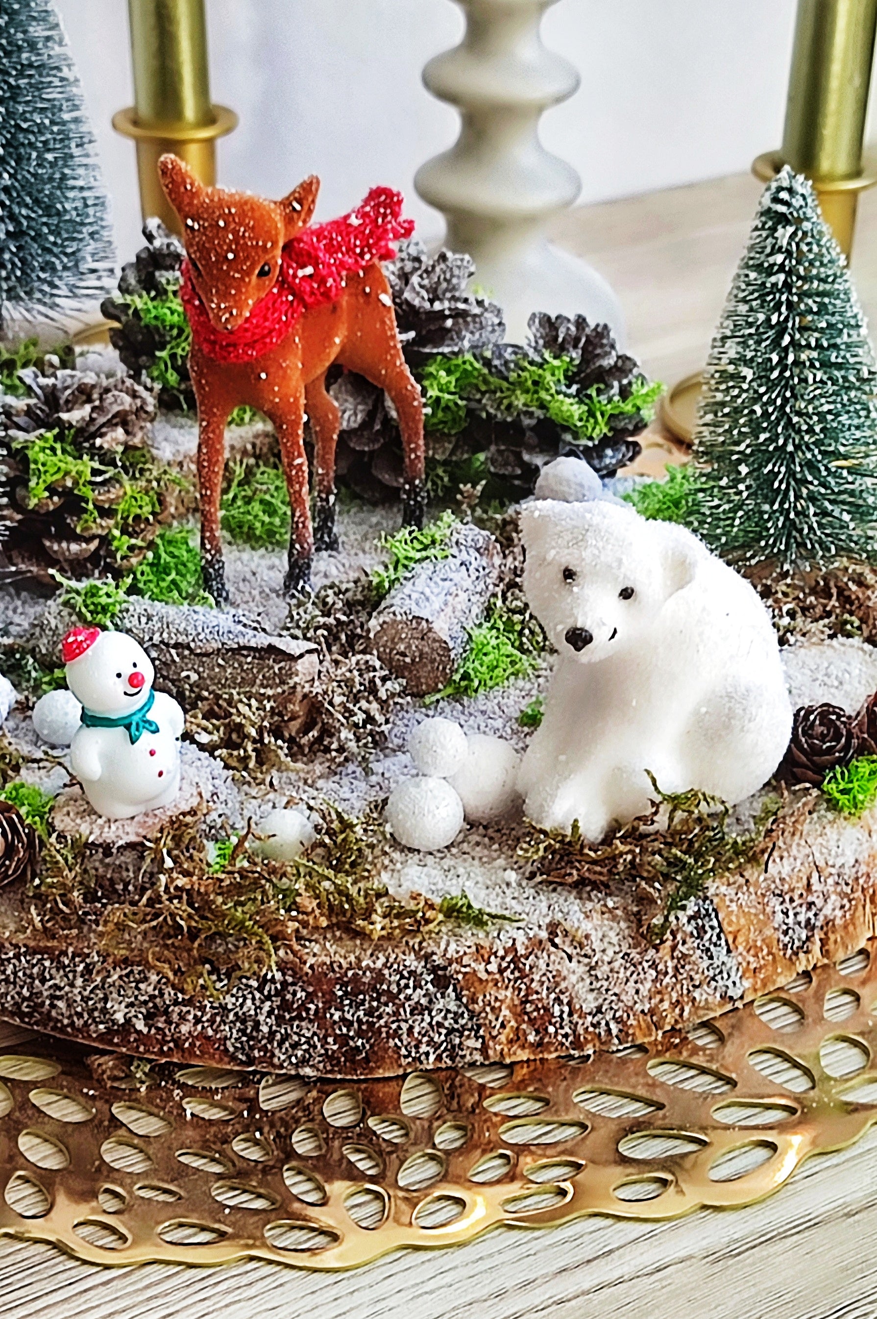 Scène de Noël miniature sur bois "Féerie"