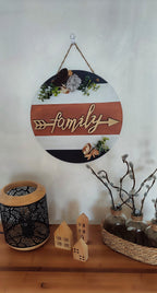 Decoración de pared redonda de madera "Familia"