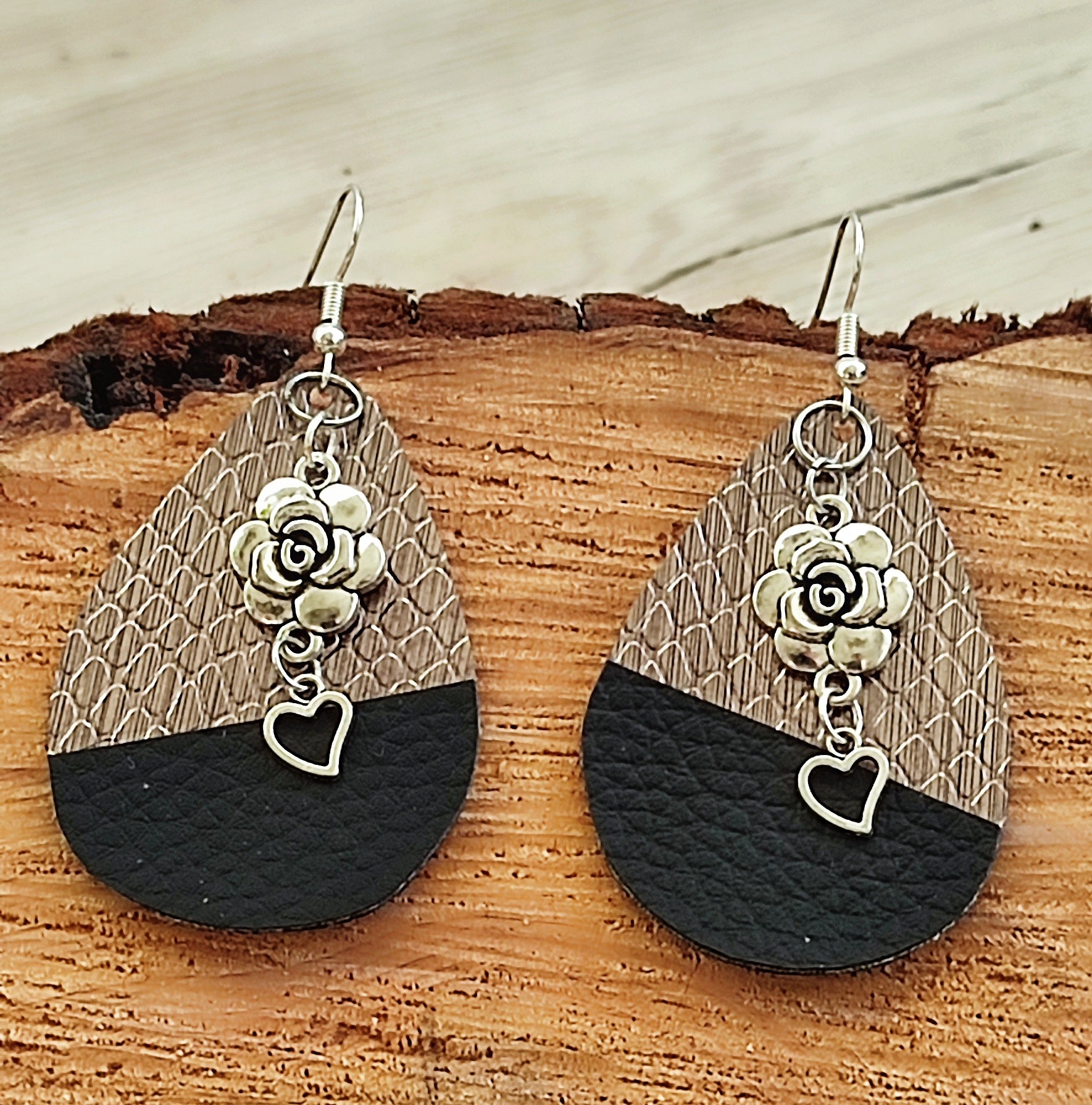 Pendientes “drop” de imitación y PVC