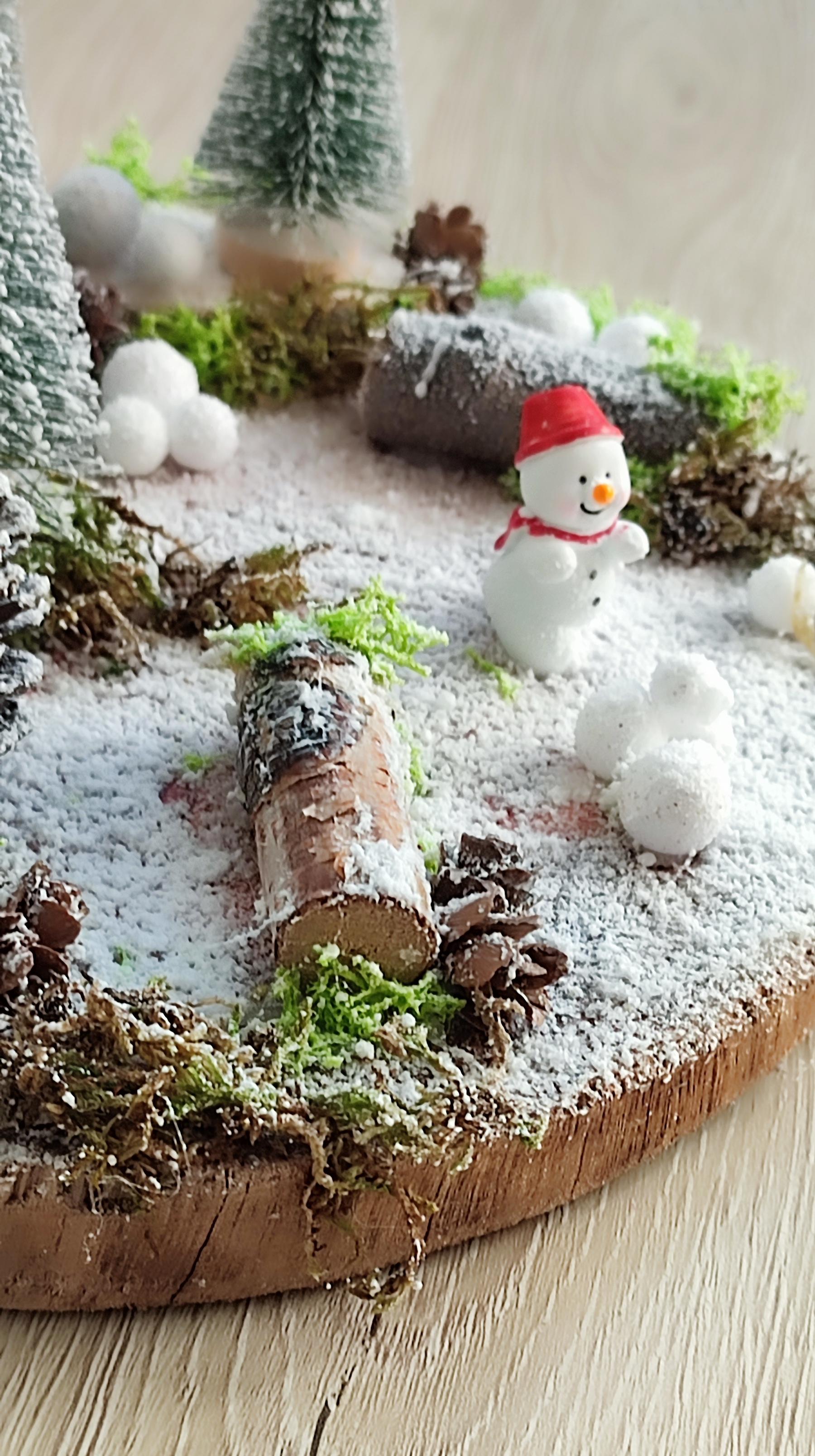Scène de Noël miniature sur bois "Spirit"