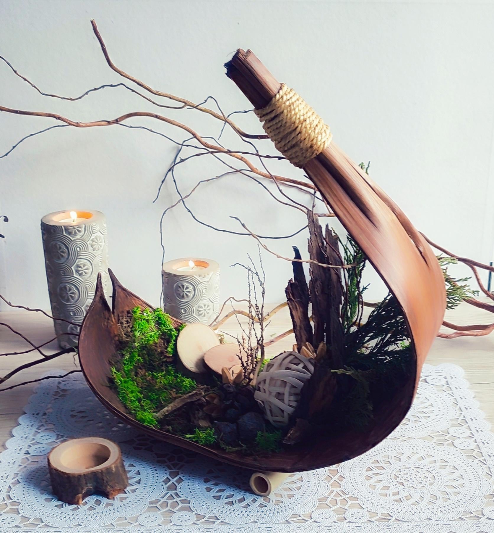 Decoración de hojas de coco natural "Armonía"