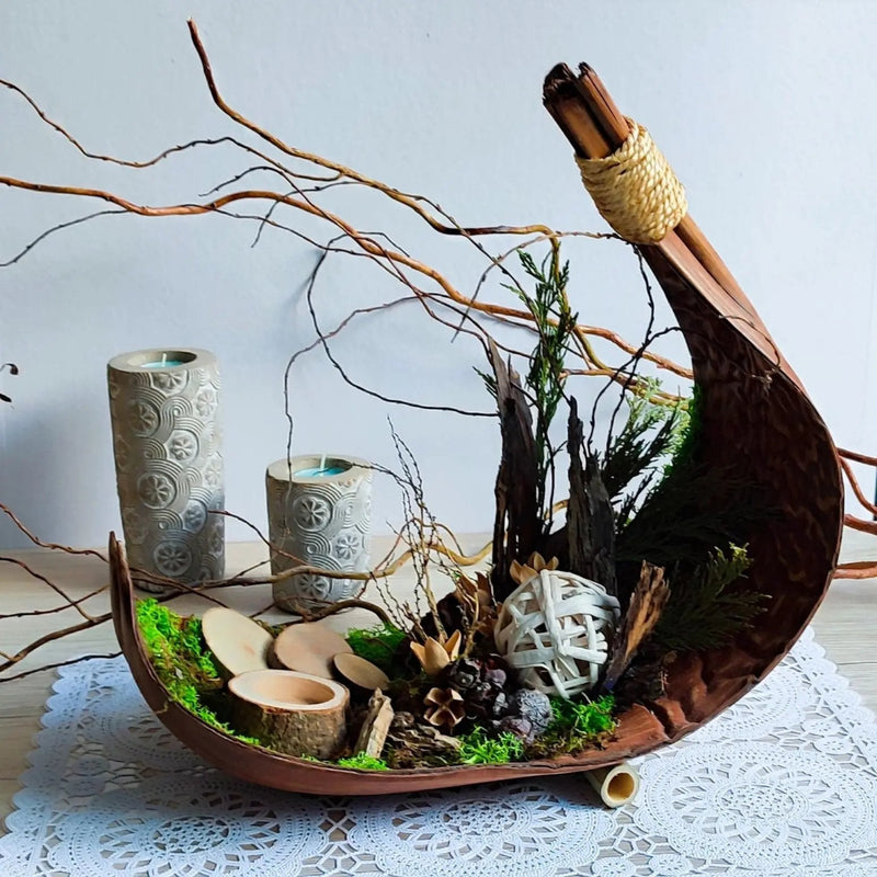 Décoration naturelle en feuille de coco "Harmonie" Nos p'tits Bonheurs