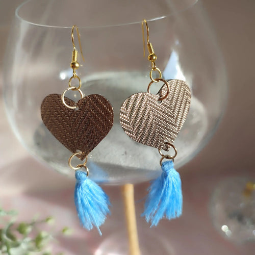 Boucles d’oreilles cœur et pompon Nos p'tits Bonheurs