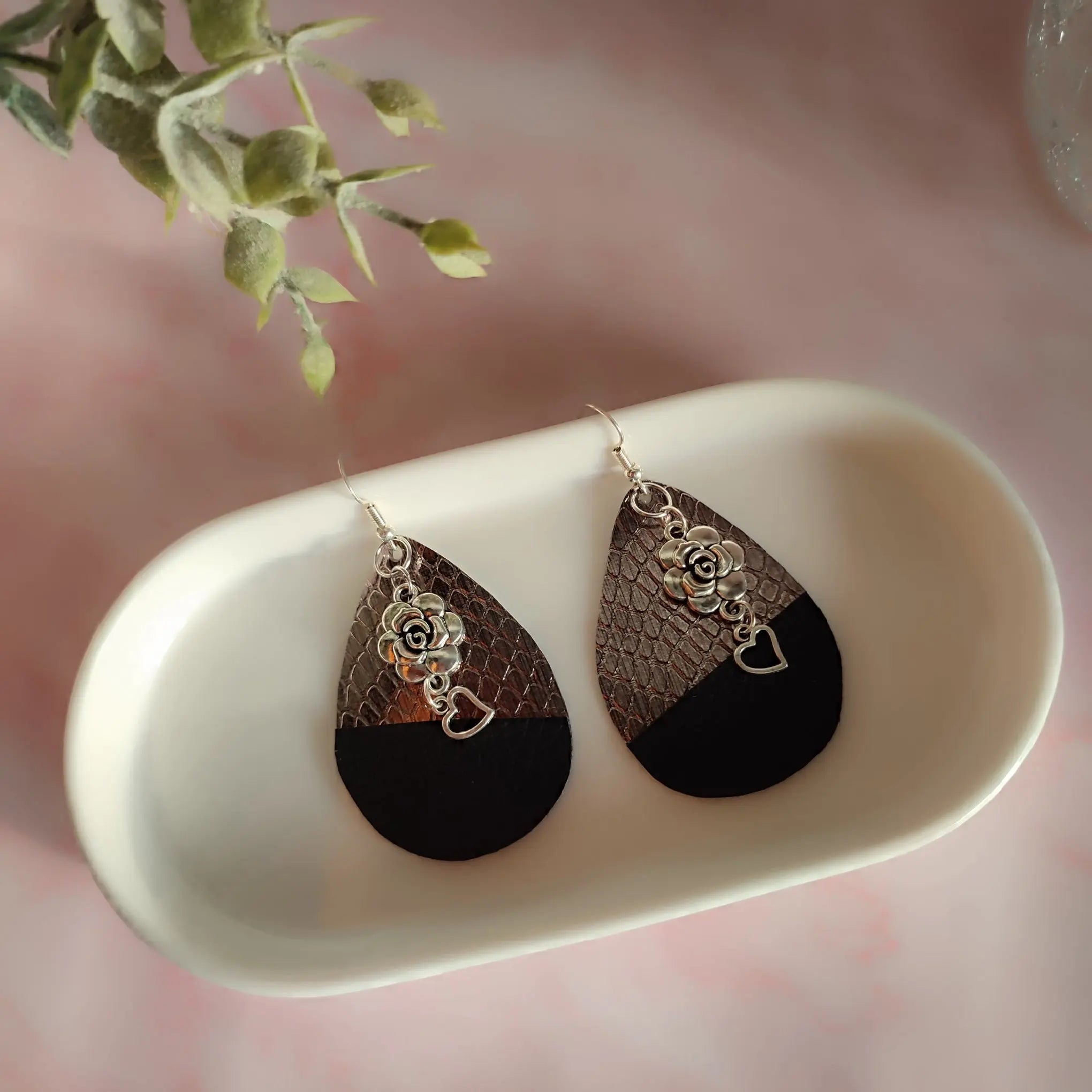 Boucles d’oreilles goutte et fleur Nos p'tits Bonheurs