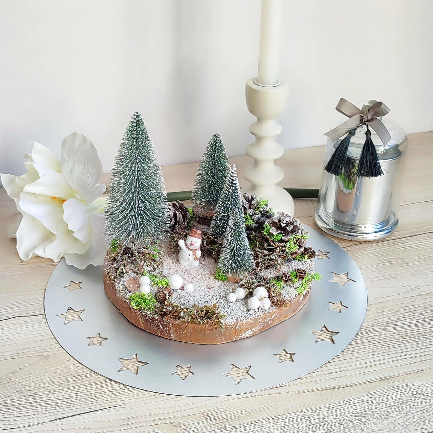 Scène de Noël miniature sur bois "Light"