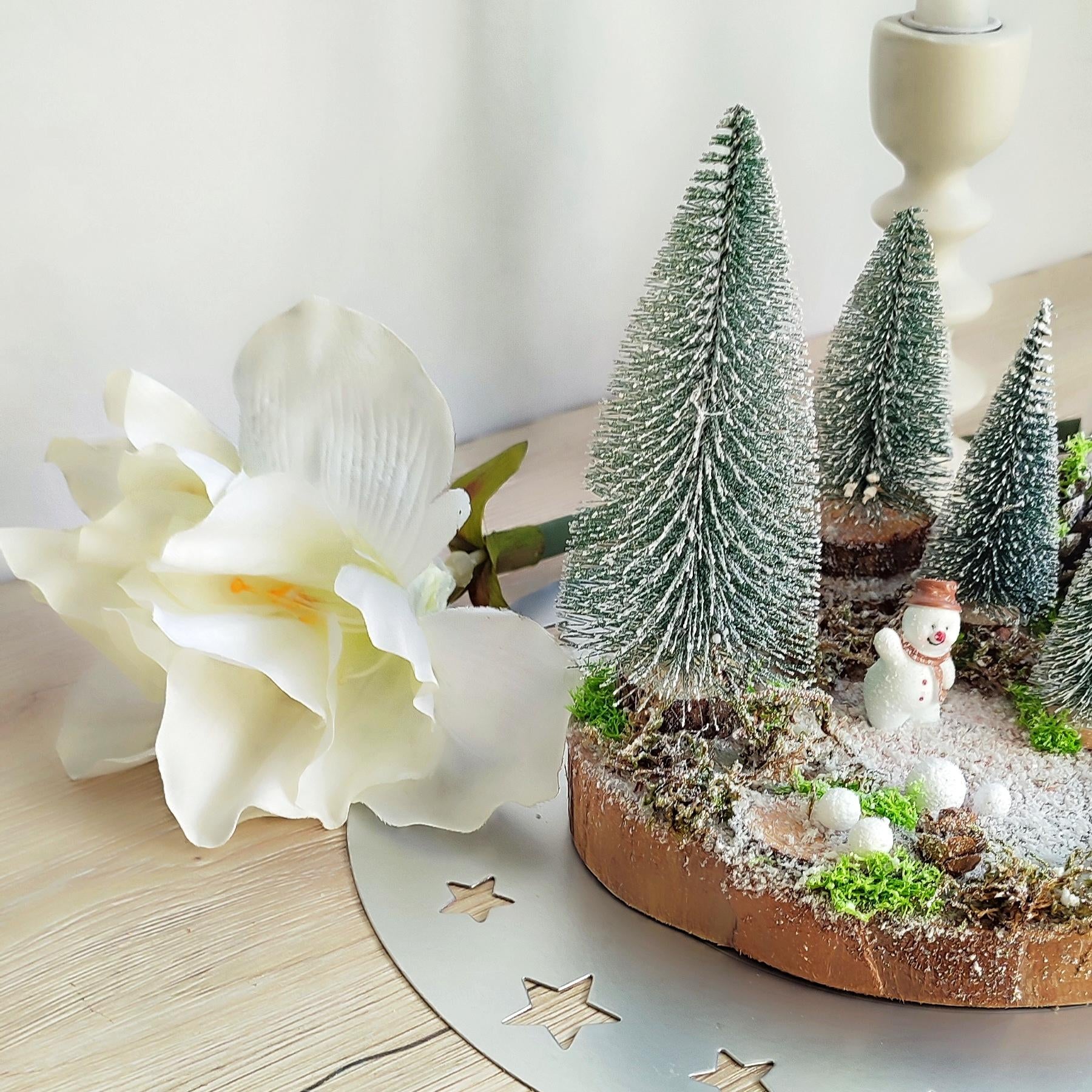 Scène de Noël miniature sur bois "Light"